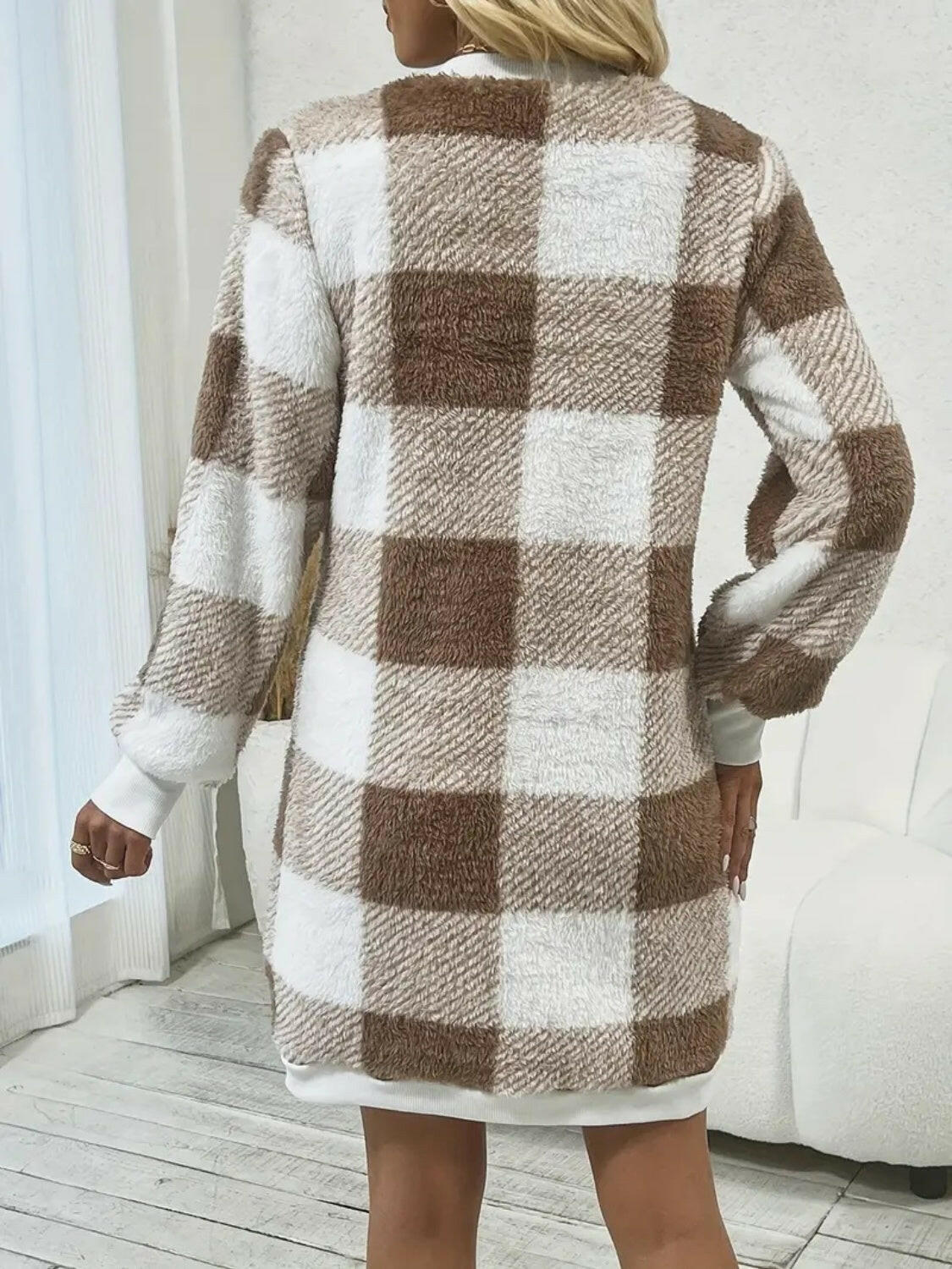 Plaid Long Sleeve Sweater Dress