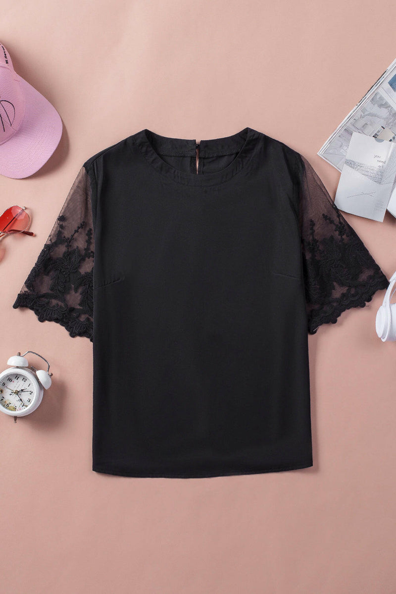 Black Sheer Lace Blouse