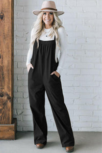 Pocketed Loose Fit Corduroy Overalls