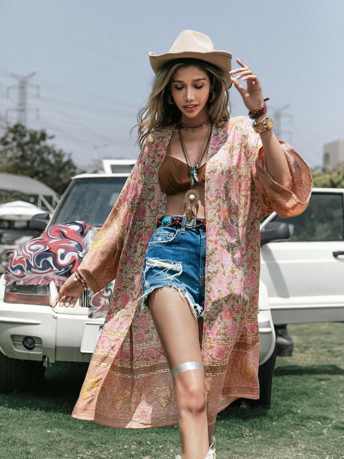 Floral Open Front Kimono