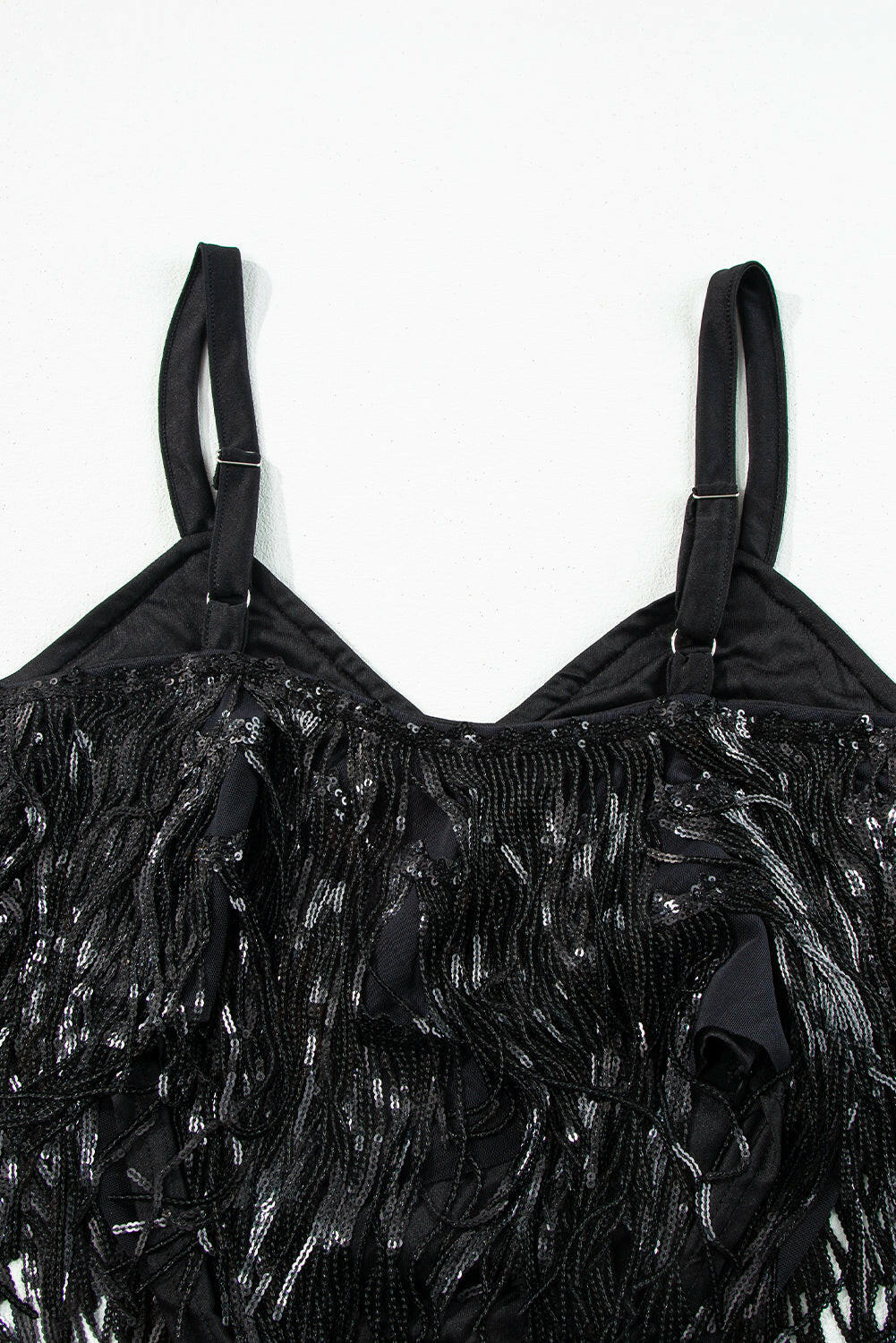 Black Sequin Tassel Crop Top