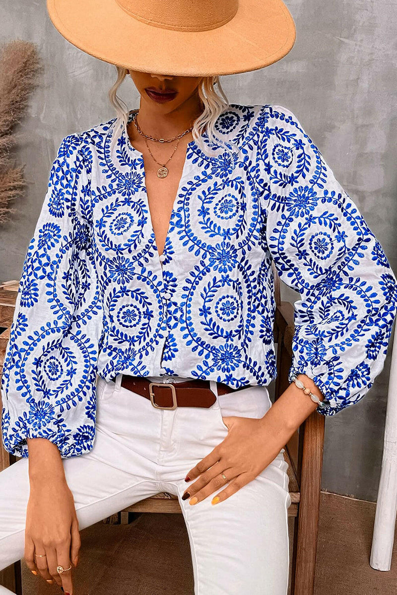 Embroidered Mediterranean Blouse