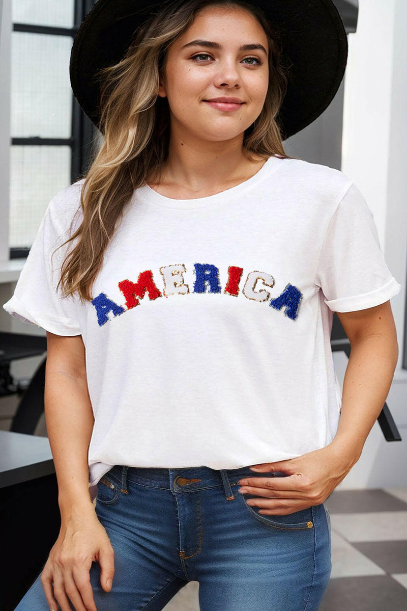 AMERICA Chenille Plus Size T Shirt