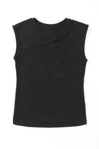 Black Cutout Summer Sleeveless Top