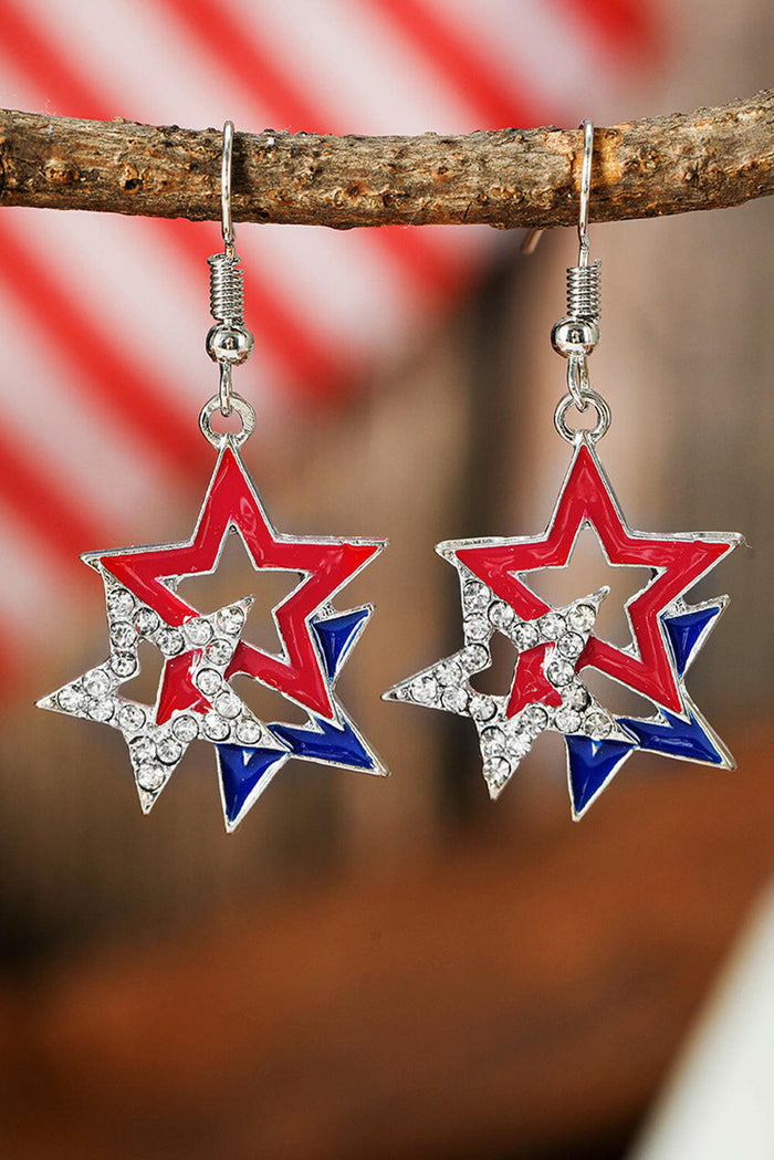 American Flag Rhinestone Earrings