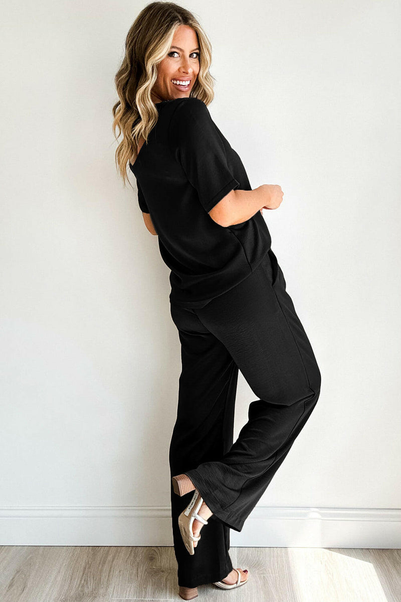 T-Shirt and Wide Leg Lounge Pants Set