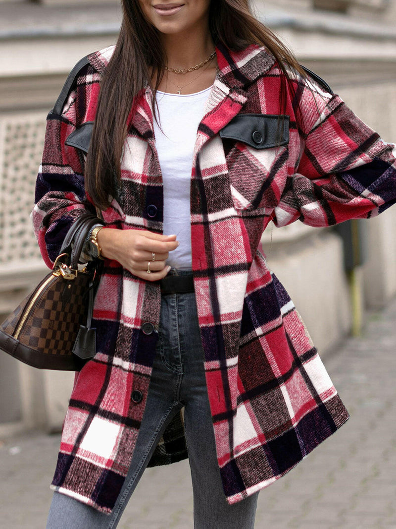 Pocketed Plaid Button Shacket