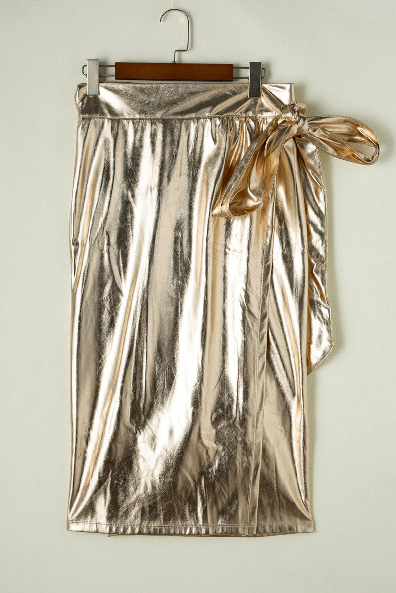 Gold Knotted Elegant Metallic Skirt