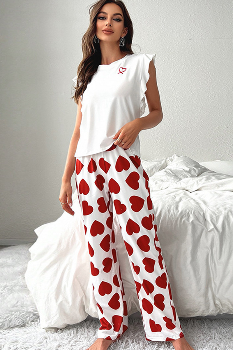 Heart Print Valentine's Pajama Set