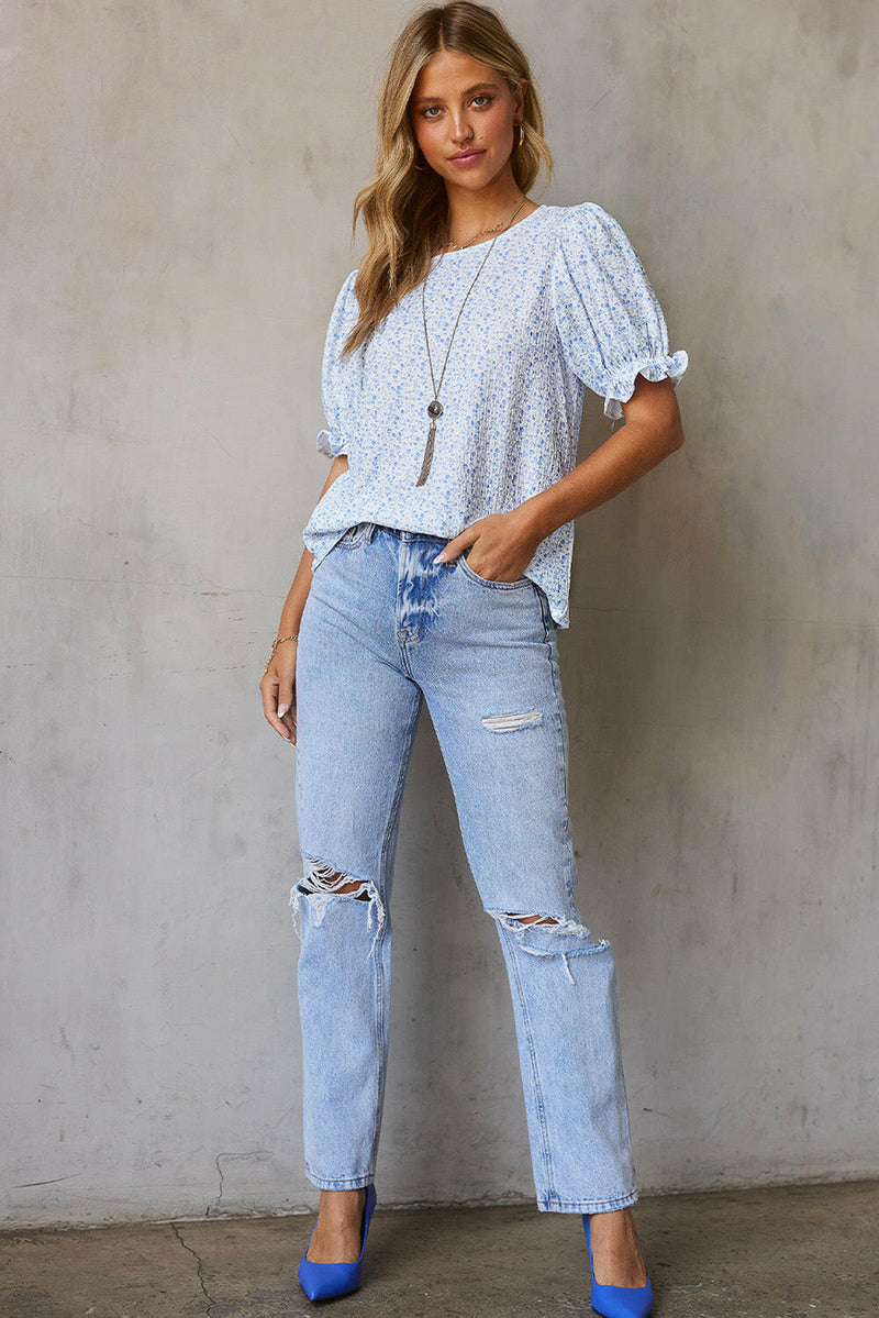 Sweet Blue Floral Blouse