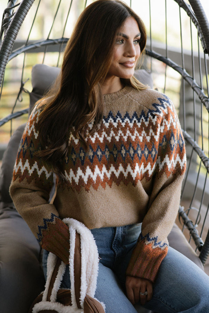 Colorblock Crew Neck Fall Sweater