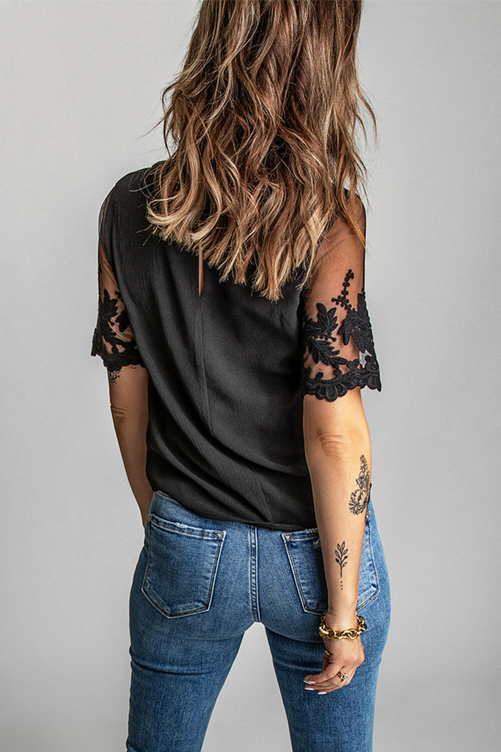 Black Sheer Lace Blouse