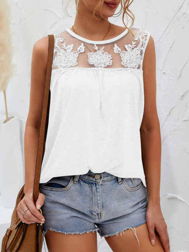 Lace Flower Pattern Blouse