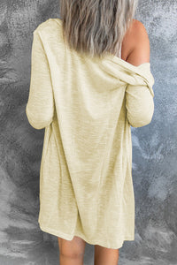 White Solid Button Up V Neck Long Cover Up