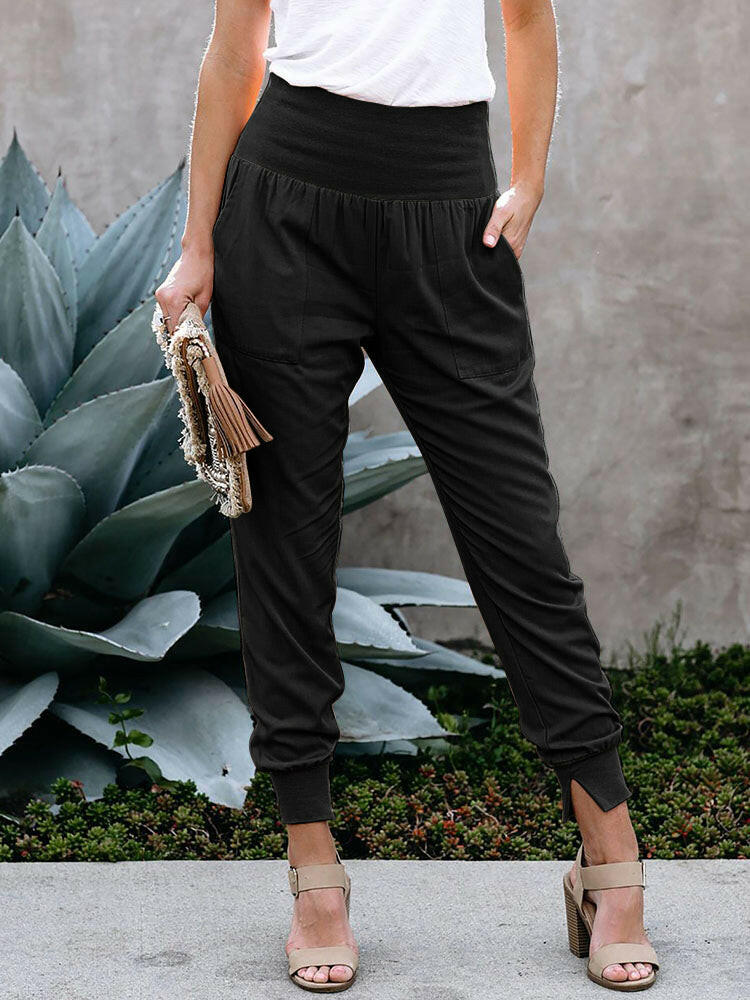 Black Elastic Waist Joggers