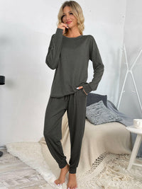 Top and Drawstring Pants Lounge Set