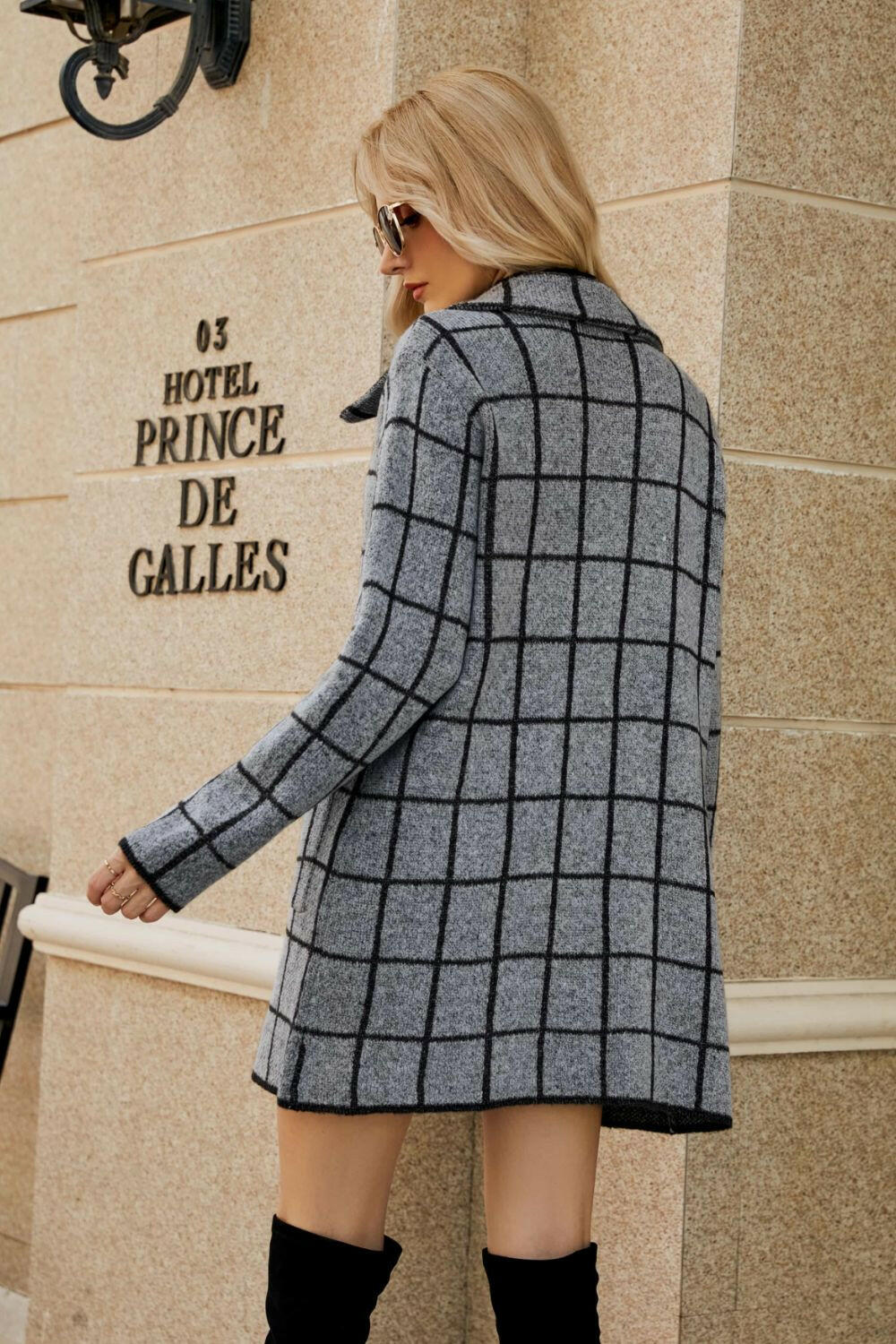 Houndstooth Coat with Pockets