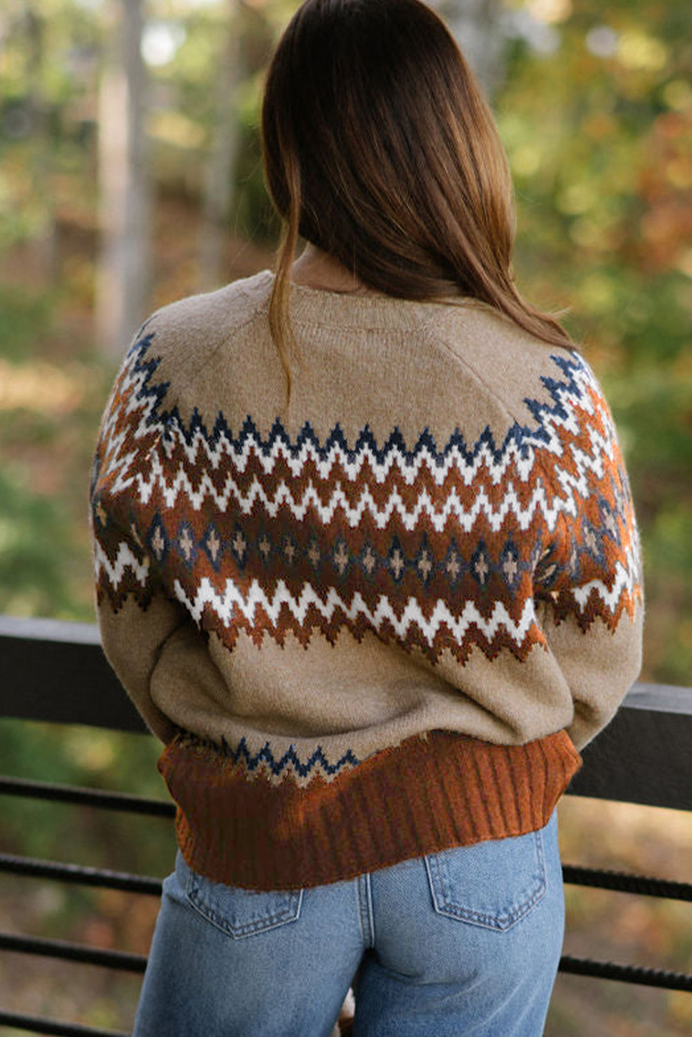 Colorblock Crew Neck Fall Sweater