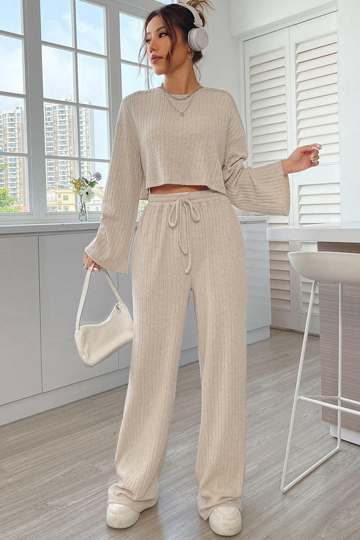 Ribbed Long Sleeve Top & Pants Set