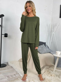 Top and Drawstring Pants Lounge Set