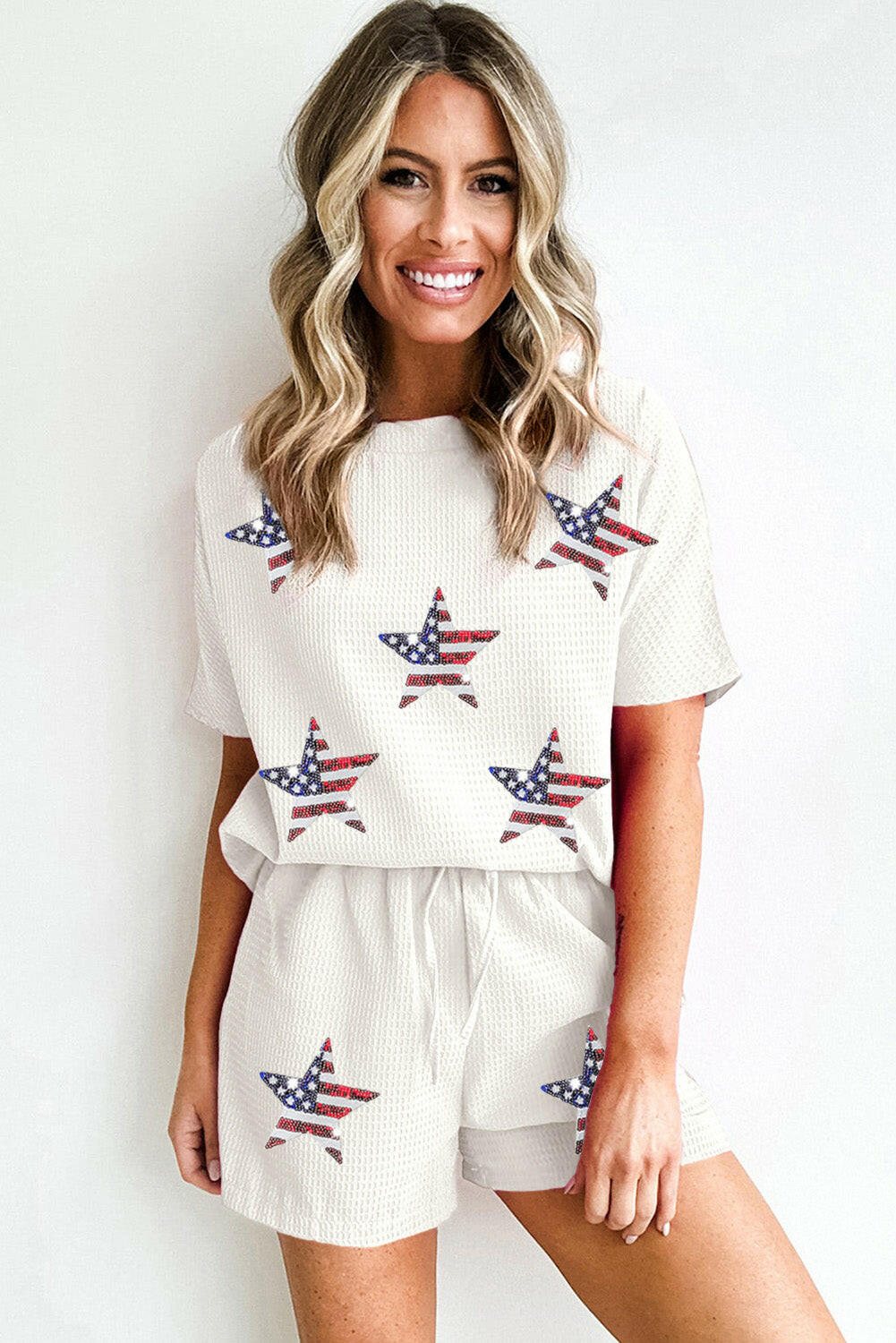 American Flag Top & Shorts Set