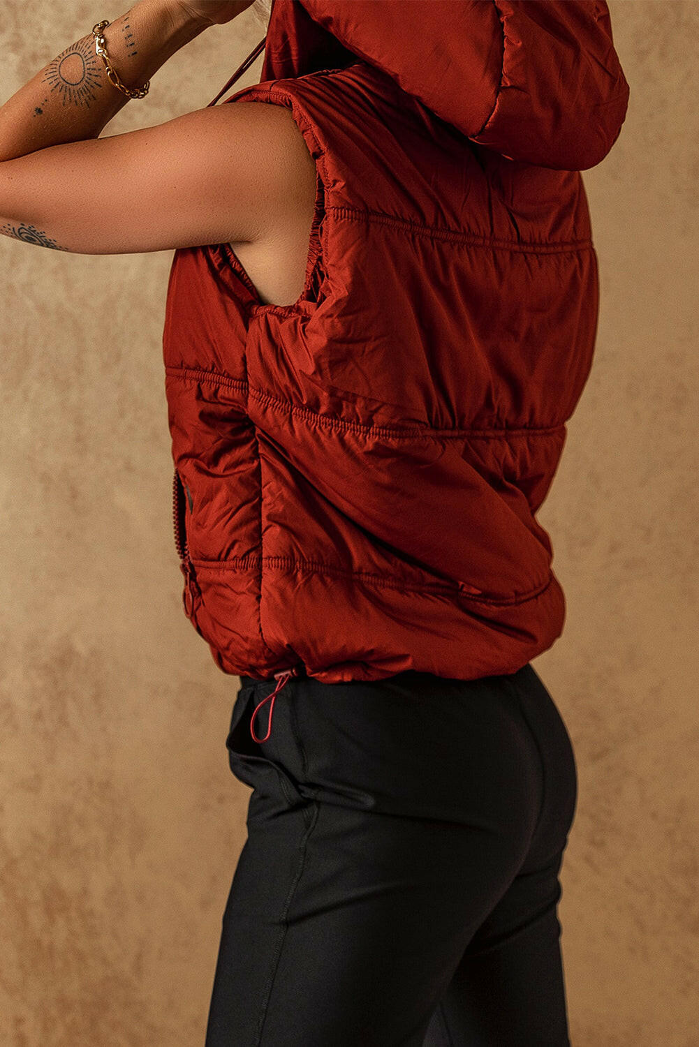 Red Hooded Puffer Vest