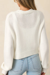 White 3D Flower Decoration Sweater Cardigan