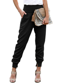 Black Elastic Waist Joggers