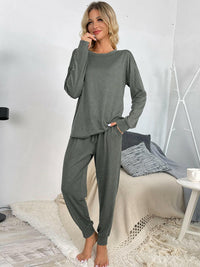 Top and Drawstring Pants Lounge Set