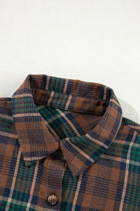 Brown Plaid Buttoned Shacket