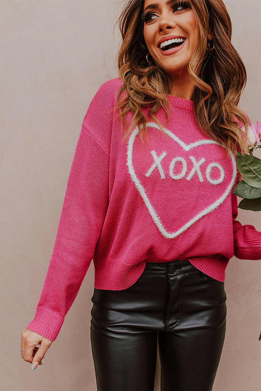 Rose Heart XOXO Knitted Sweater