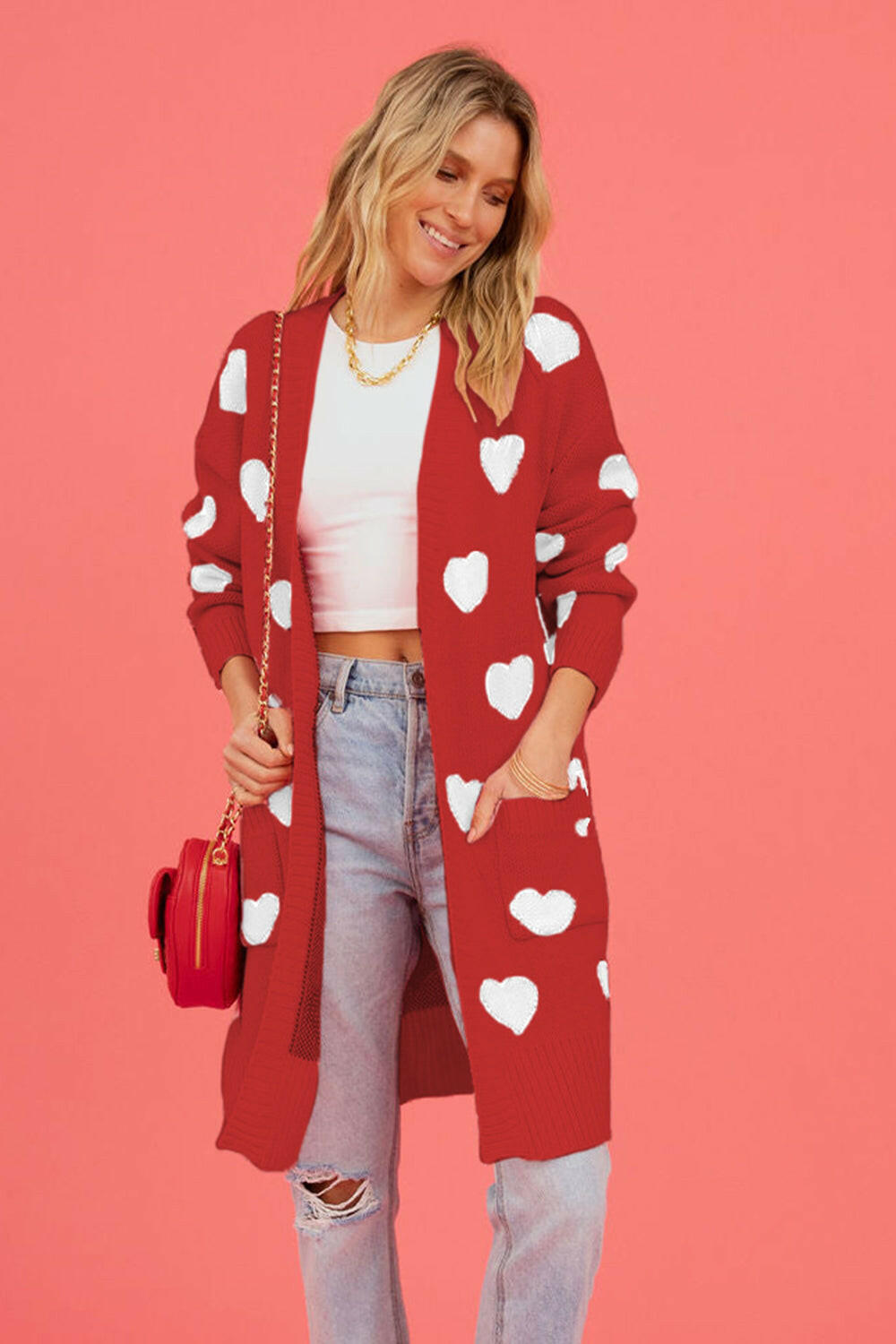 Heart Open Front Cardigan