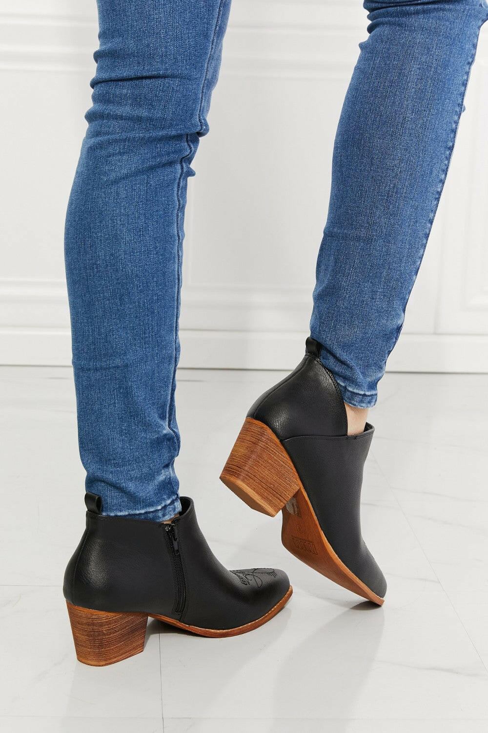 Crossover Cowboy Bootie in Black