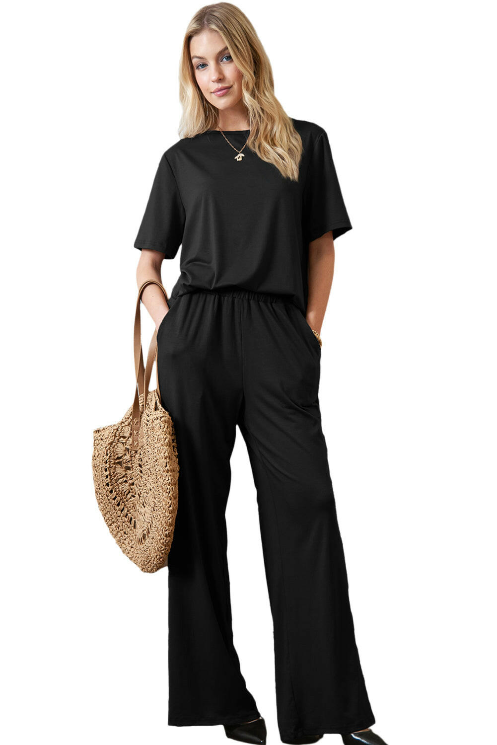 T-Shirt and Wide Leg Lounge Pants Set