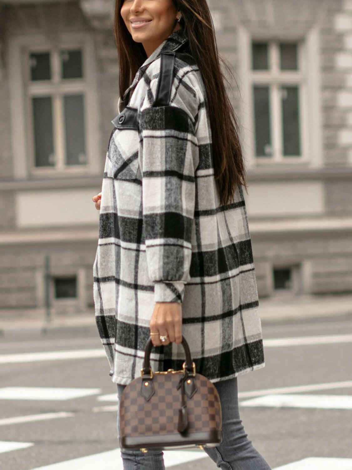 Pocketed Plaid Button Shacket