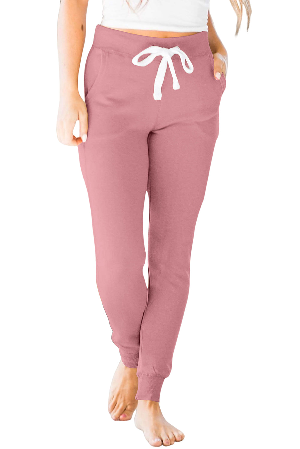 Fushia Drawstring Drop Waist Pocketed Joggers