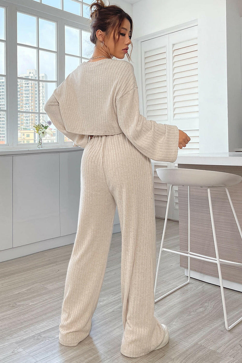 Ribbed Long Sleeve Top & Pants Set