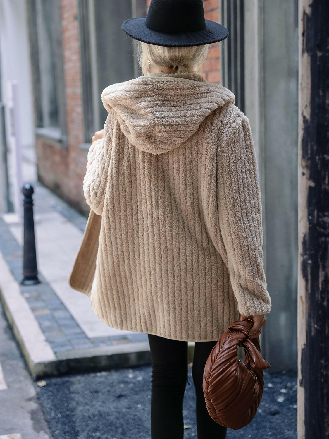 Cozy Ribbed Hooded Coat