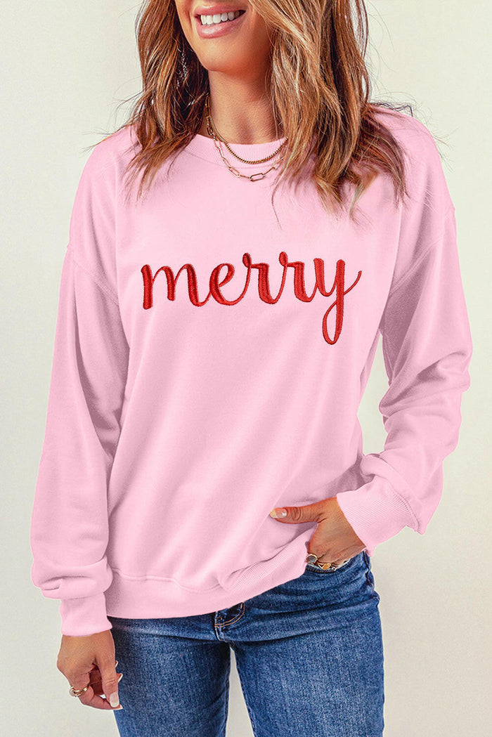 Festive Pink Merry Sweatshirt