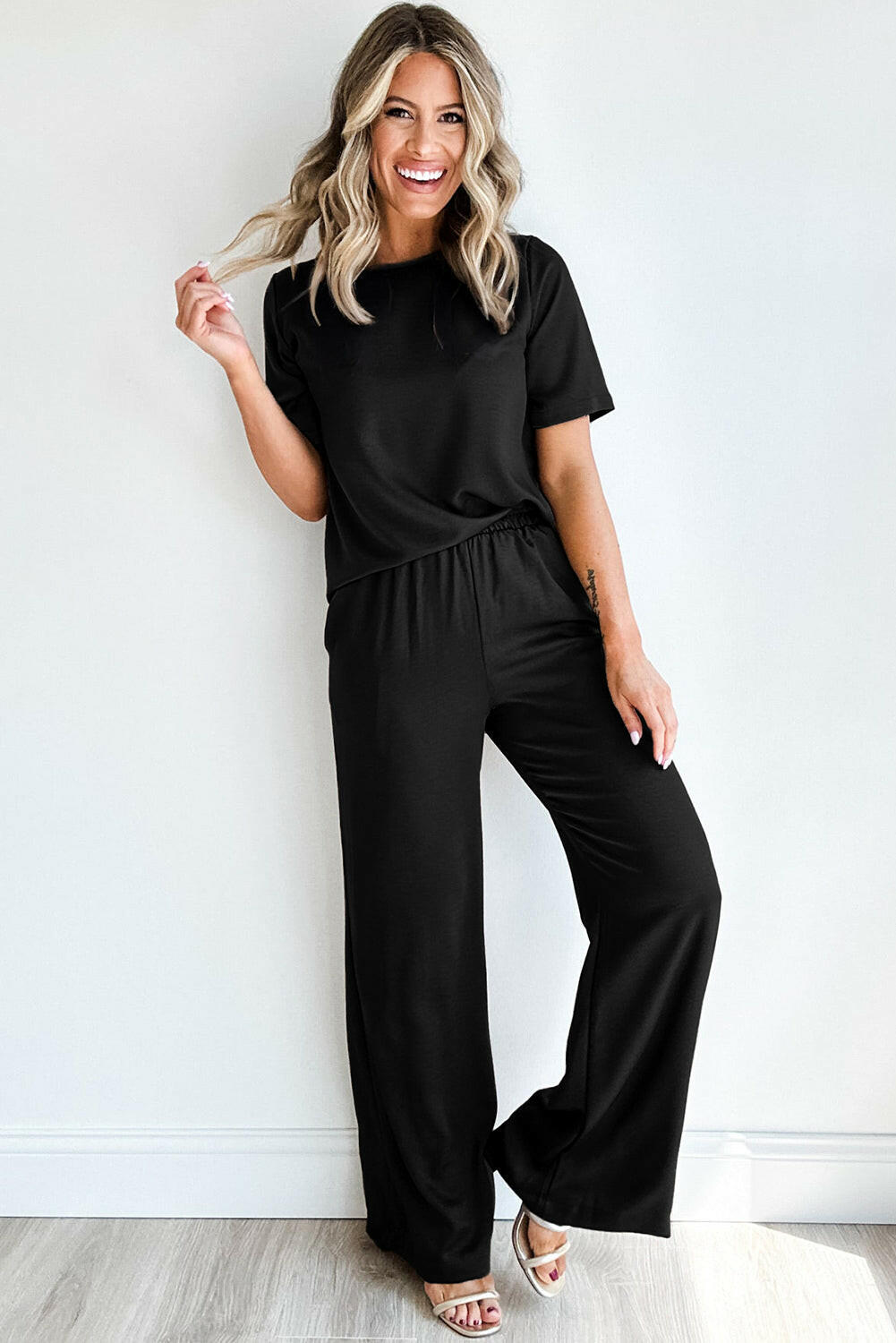 T-Shirt and Wide Leg Lounge Pants Set