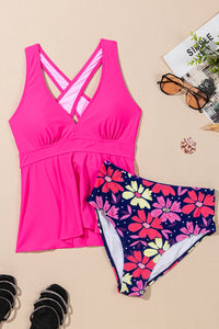 Pink Floral Tankini Set