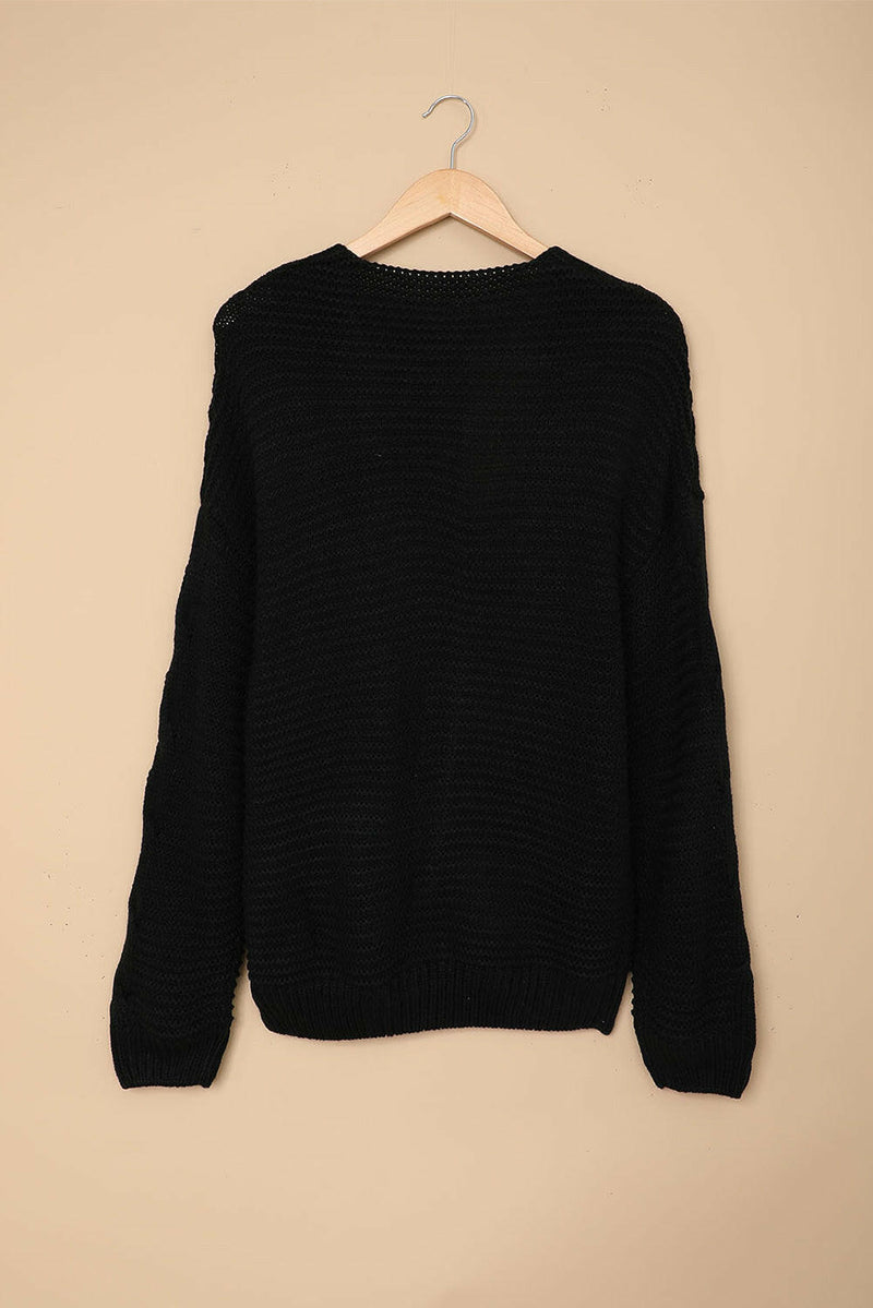 Black Long Sleeve Knit Cardigan