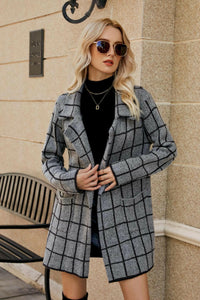 Houndstooth Coat with Pockets