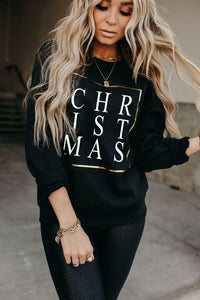 Christmas Glitter Graphic Sweatshirt