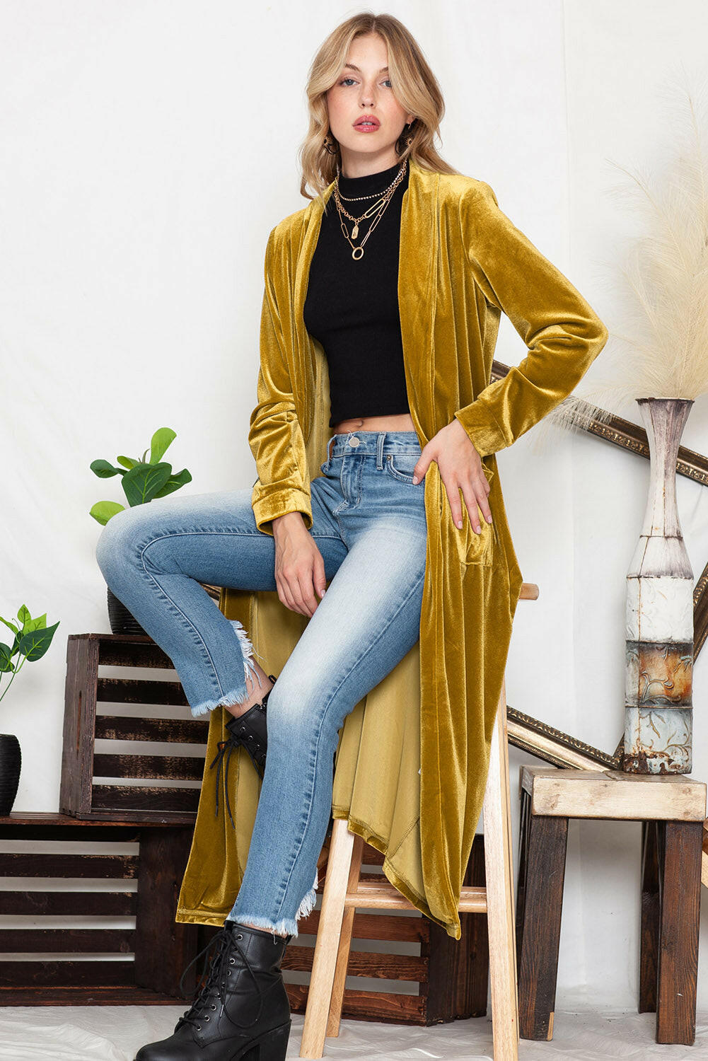 Velvet Elegant Long Cardigan