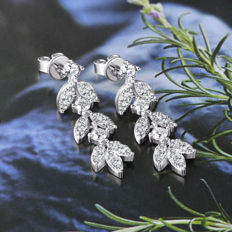 Sterling Silver Moissanite Leaf Earrings