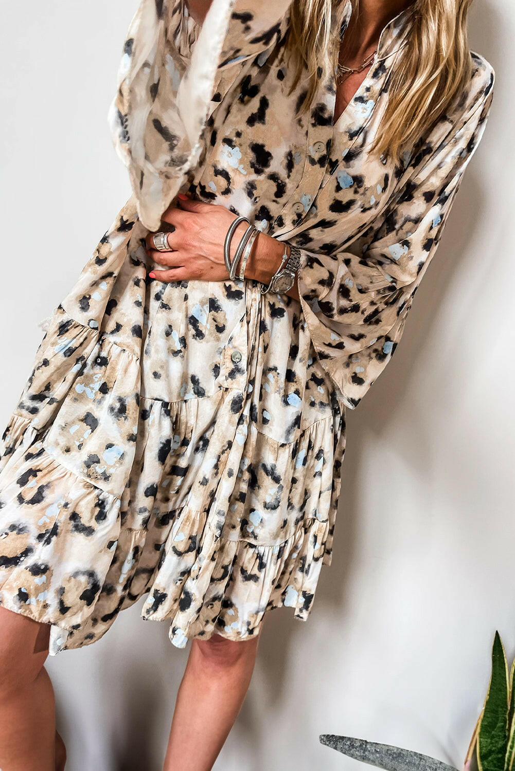 Trina Leopard Print Midi Dress