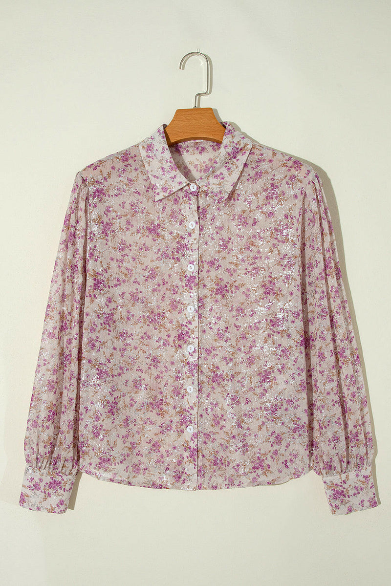 Pink Floral Collared Shirt