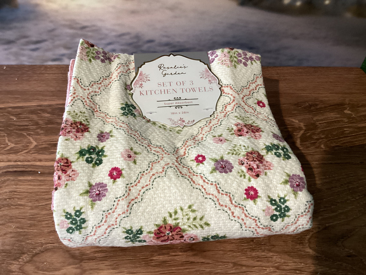 Pink Floral Kitchen Towels