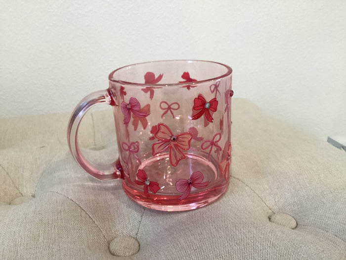 Bow Pink Glass Cup